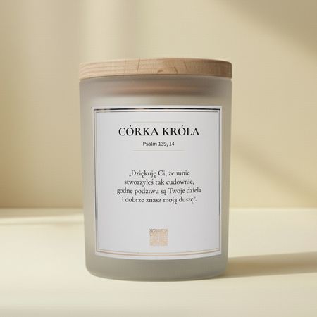CÓRKA KRÓLA (Biały satyna, świeca 280 ml)
