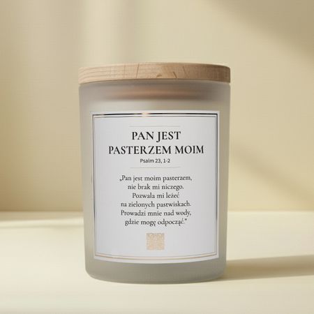 PAN JEST PASTERZEM MOIM (Biały satyna, świeca 280 ml)