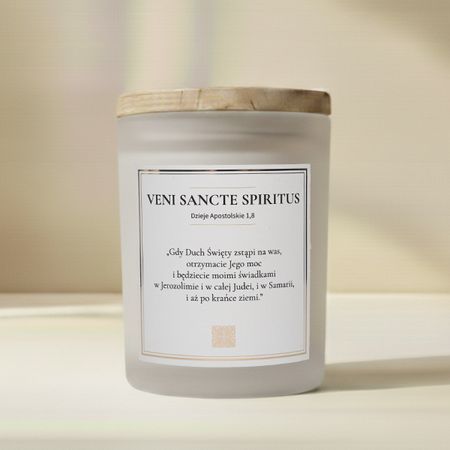 VENI SANCTE SPIRITUS (Biały satyna, świeca 280 ml)